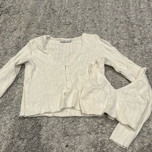 Cropped tighe button up sweater with matching bra/tanks